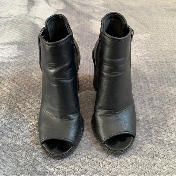 Black Peep Toe Ankle Booties - Picture 7 of 13